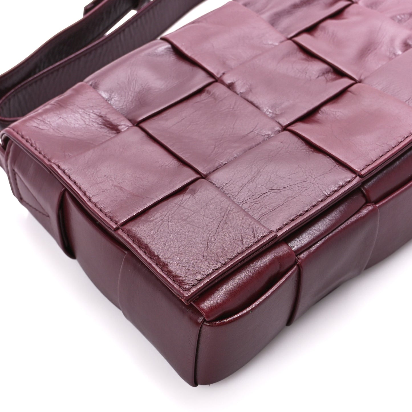 Paper Calfskin Maxi Intreccio Cassette Crossbody Bag Barolo