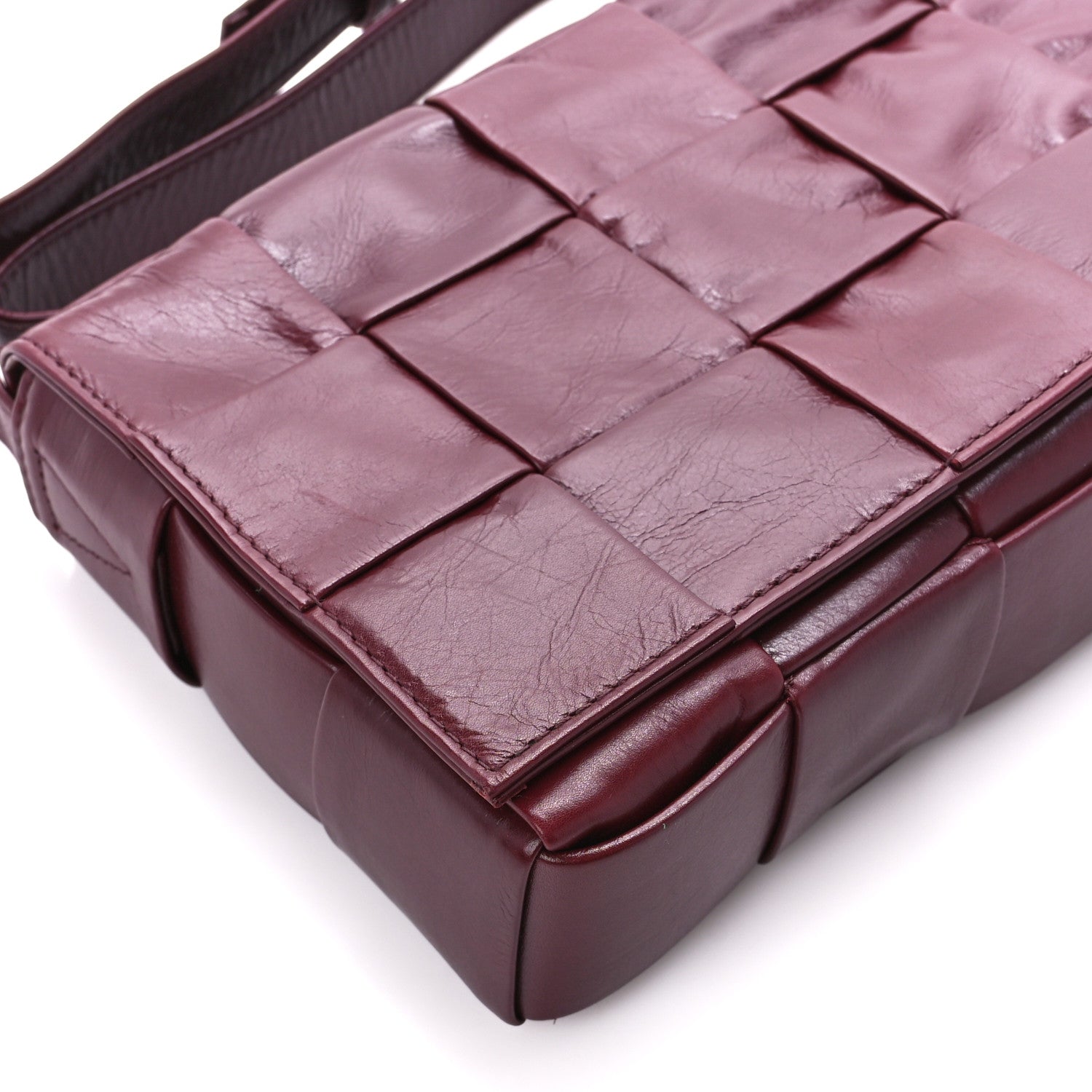 Bottega Veneta Paper Calfskin Maxi Intreccio Cassette Crossbody Bag Barolo 8 of 10