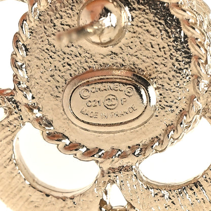 Chanel Flower CC Earrings Beige Gold 4 of 5