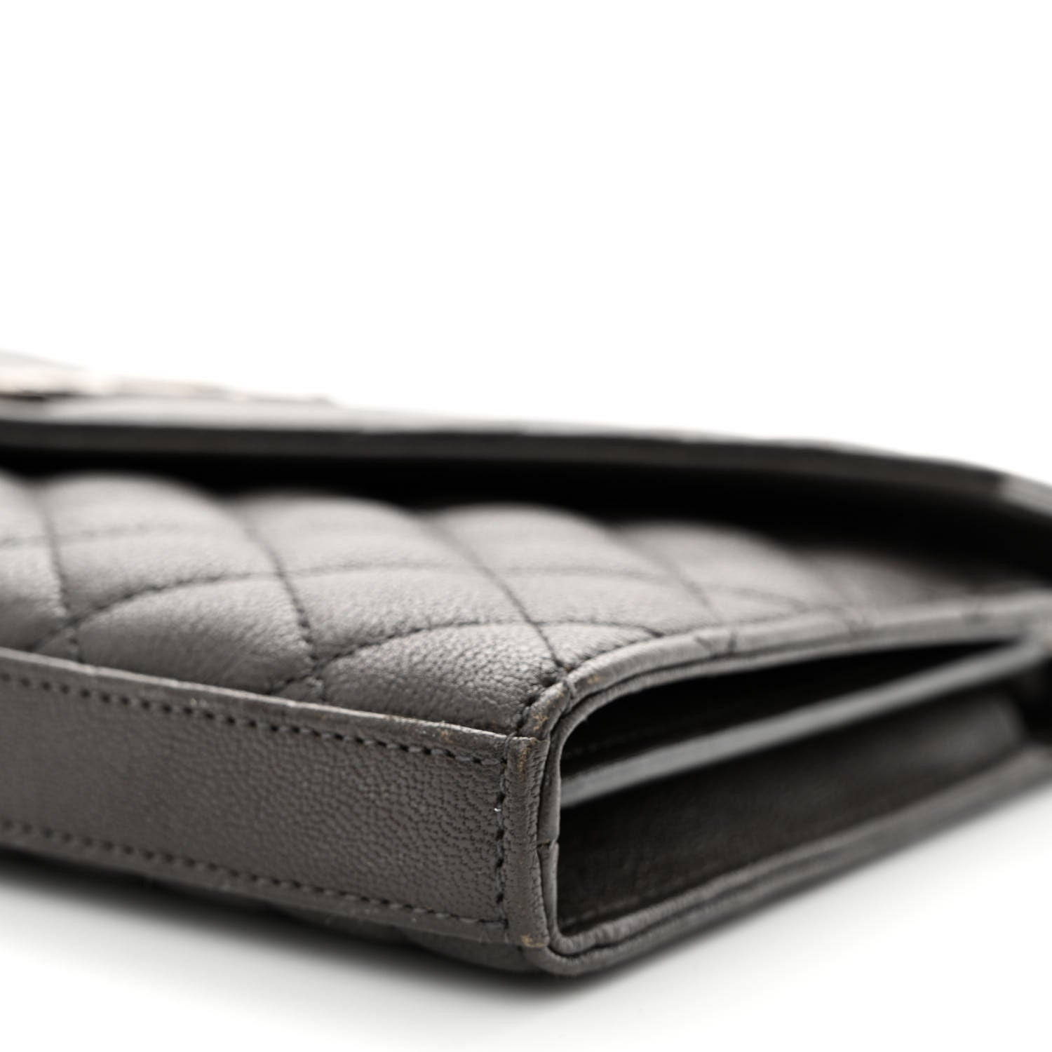 Saint Laurent Sheepskin Tri-Quilt Monogram Envelope Chain Wallet Earth 10 of 11