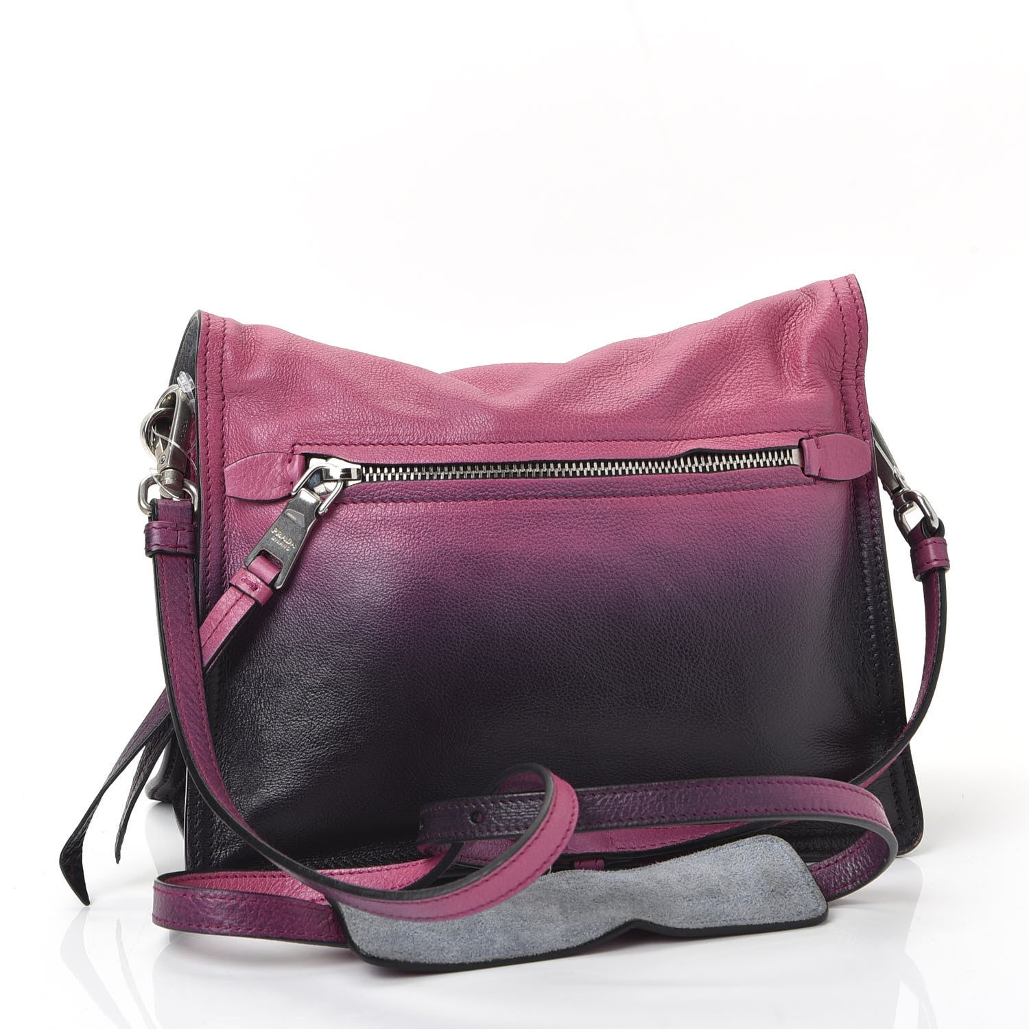 Prada Glace Calf Ombre Etiquette Flap Fuxia Astrale 2 of 10