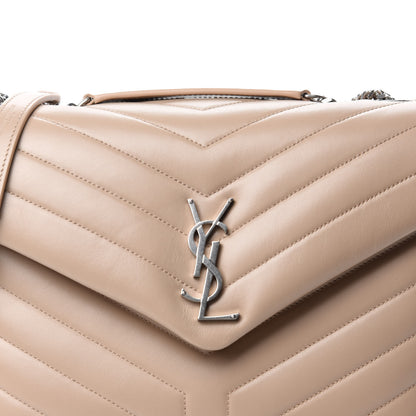Saint Laurent Calfskin Y Quilted Monogram Medium Loulou Chain Satchel Nude Powder 11 of 11