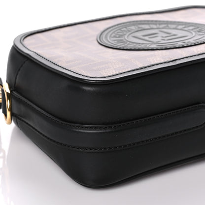 Fendi Glazed Fabric Vitello Century F is Fendi FF 1974 Stamp Patch Camera Case Mogano Panna Black 8 of 10
