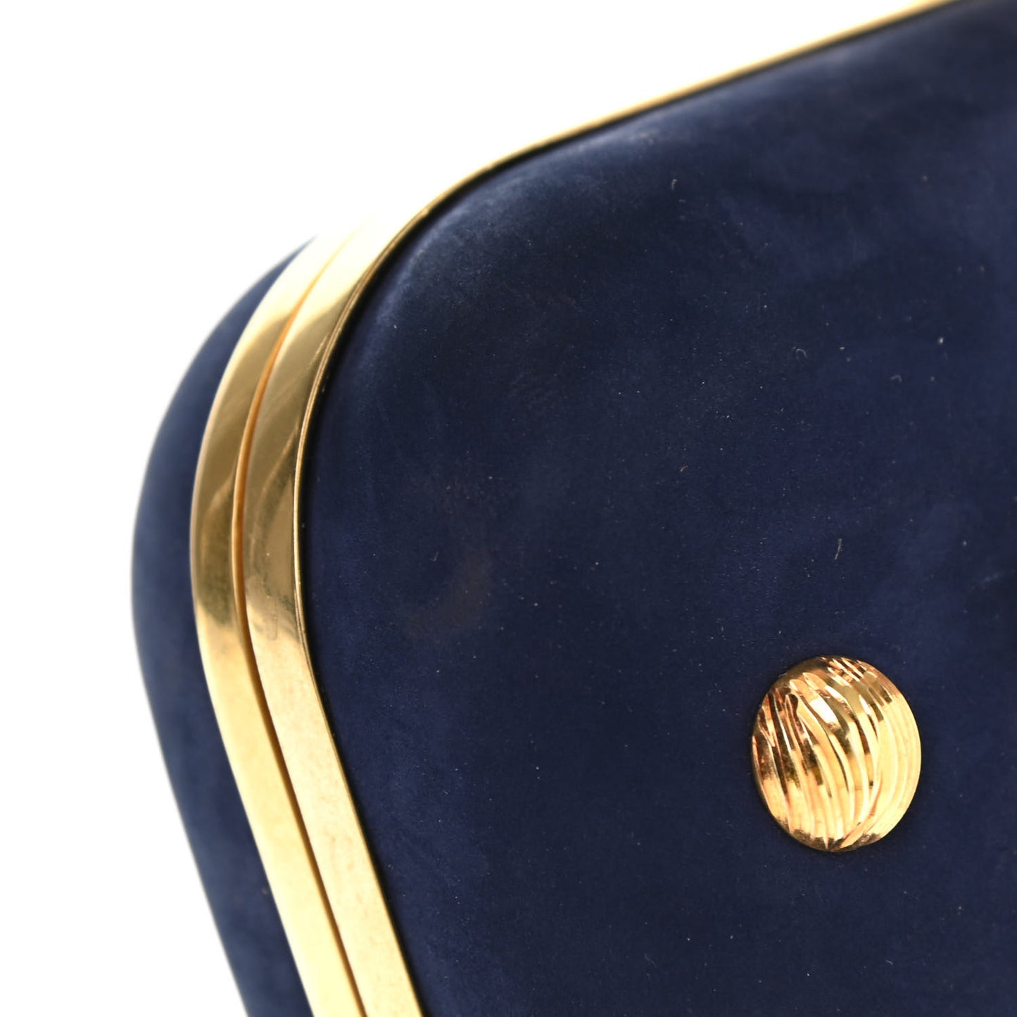 Suede Studded Skull Knuckle Box Clutch Navy