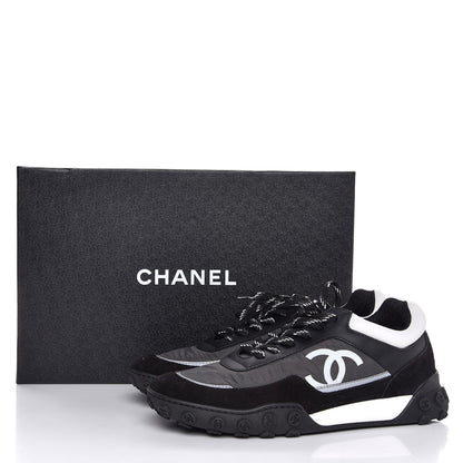 Chanel Nylon Calfskin CC Sneakers 38 Black Grey White 9 of 9