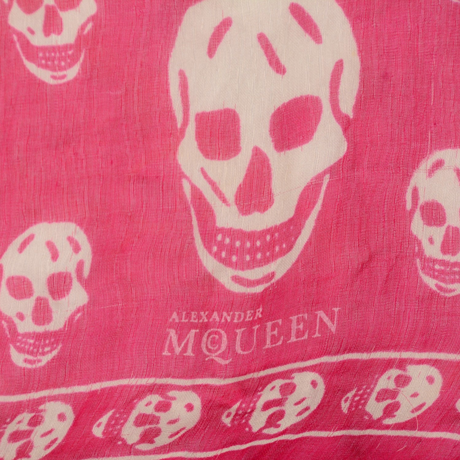Alexander McQueen Silk Chiffon Skull Scarf Fuxia 4 of 8