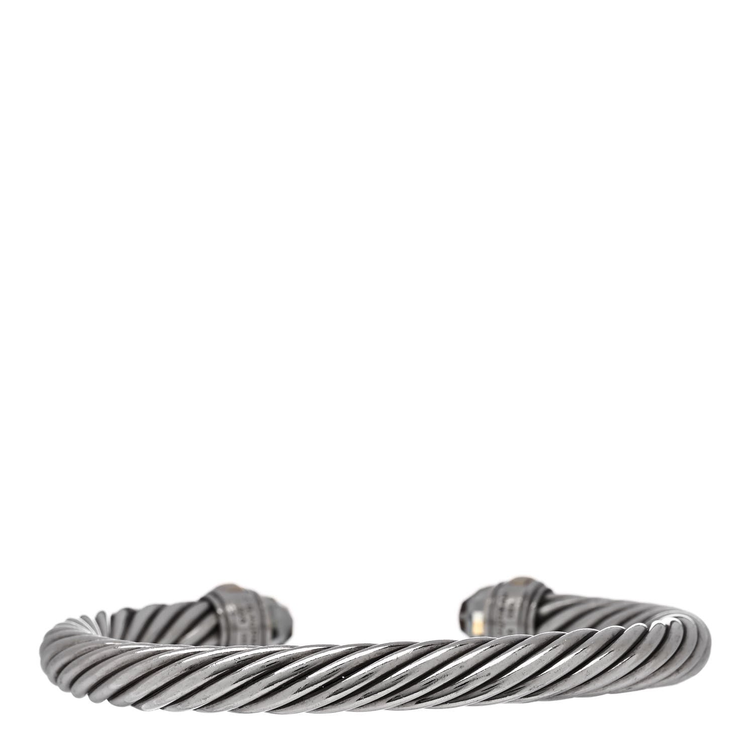 David Yurman Sterling Silver 14K Yellow Gold Prasiolite 7mm Cable Classics Bracelet 2 of 3