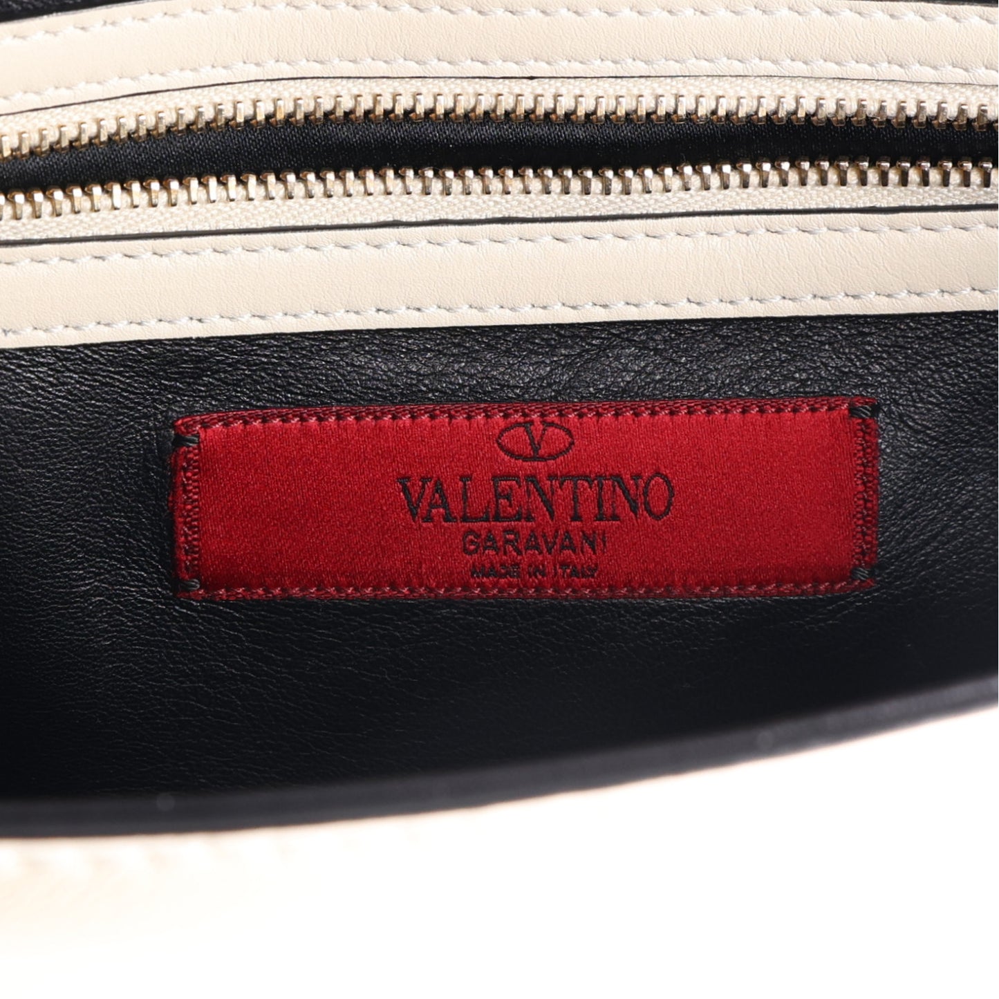 Vitello Small Glam Lock Rockstud Flap Red Ivory Black