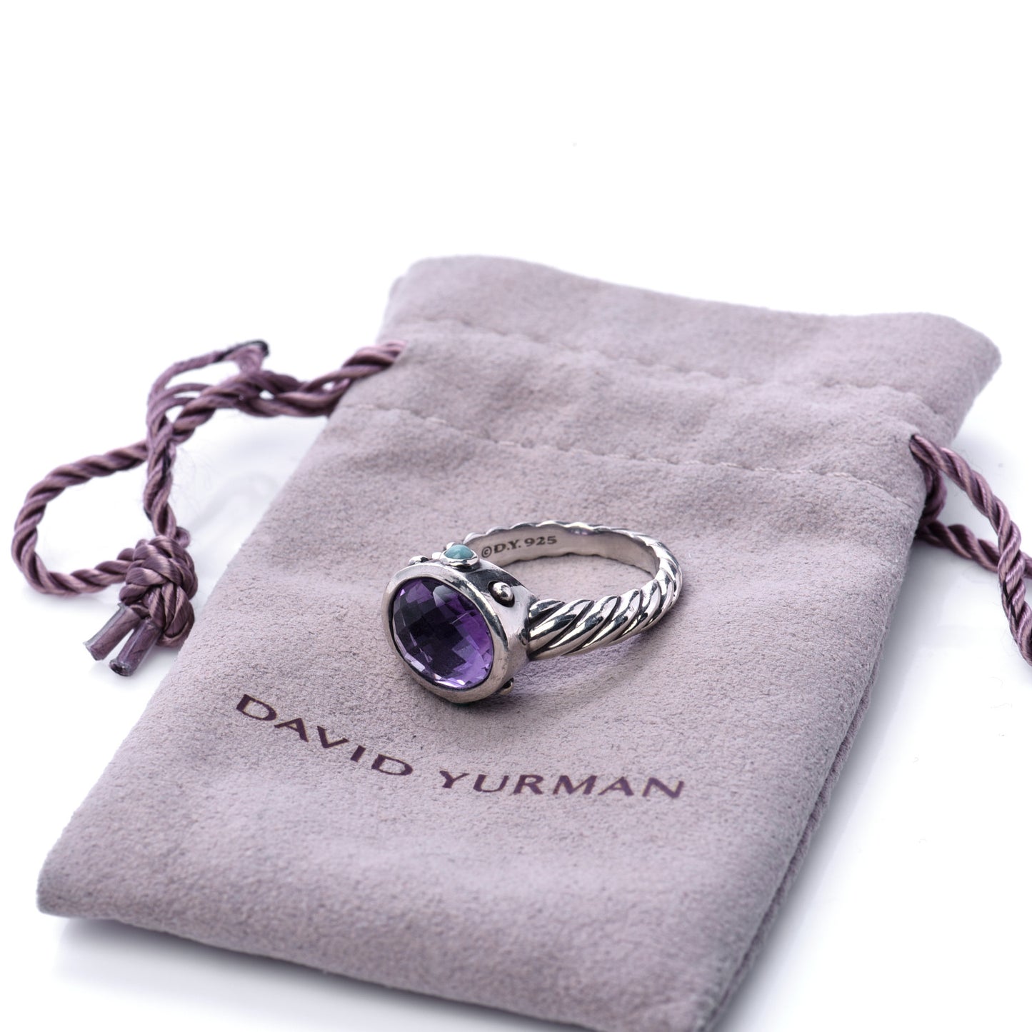 Sterling Silver Amethyst Turquoise 11mm Renaissance Ring 57 8