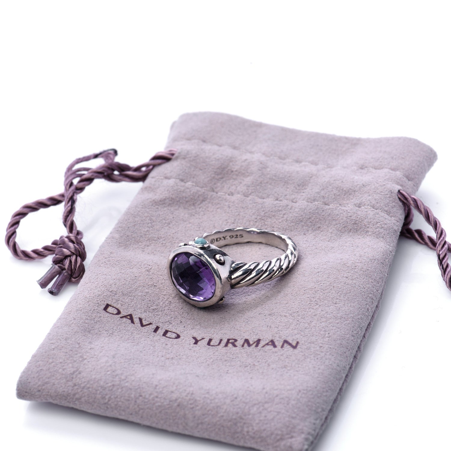 David Yurman Sterling Silver Amethyst Turquoise 11mm Renaissance Ring 57 8 6 of 6