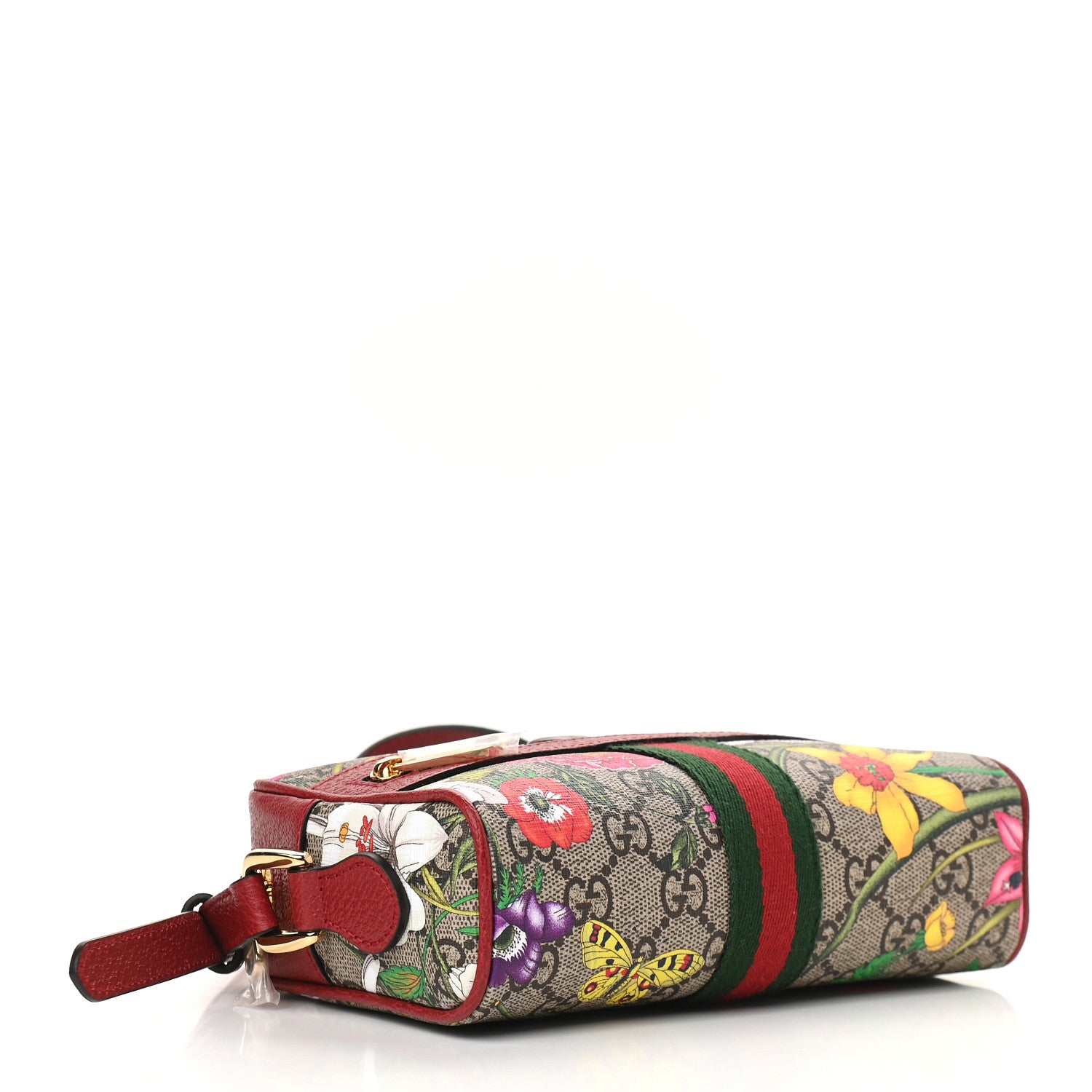 Gucci GG Supreme Monogram Flora Web Mini Ophidia Shoulder Bag Red 4 of 9