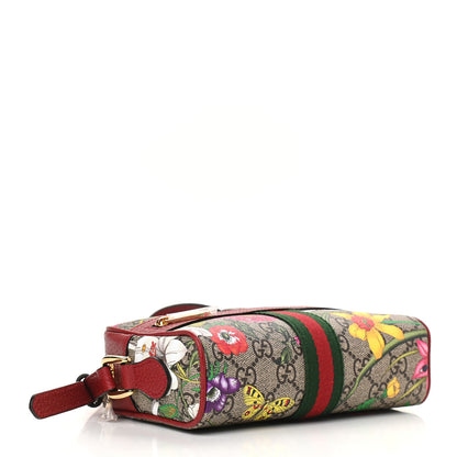 Gucci GG Supreme Monogram Flora Web Mini Ophidia Shoulder Bag Red 4 of 9