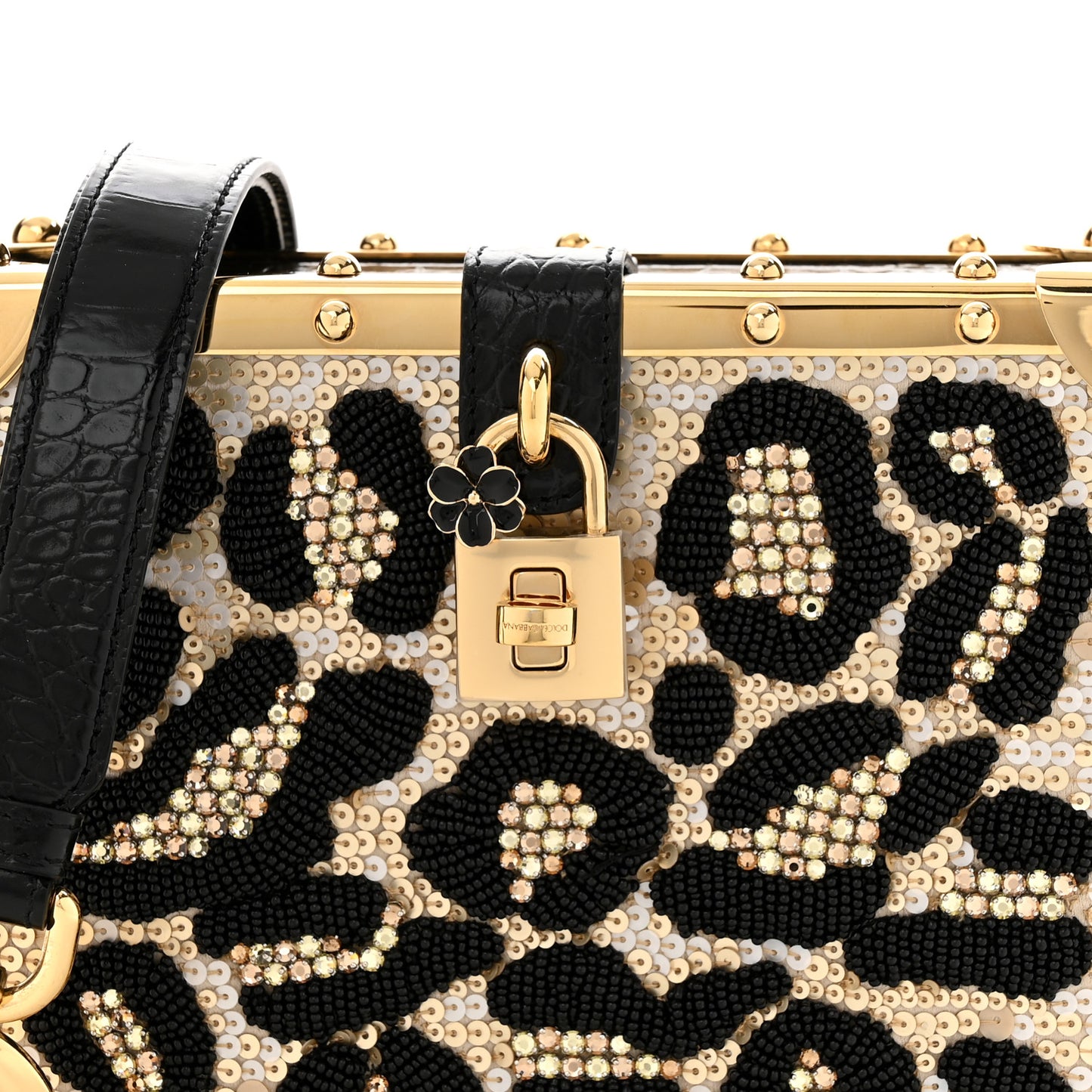 Satin Sequin Leopard Embellished Box Bag Natural Beige