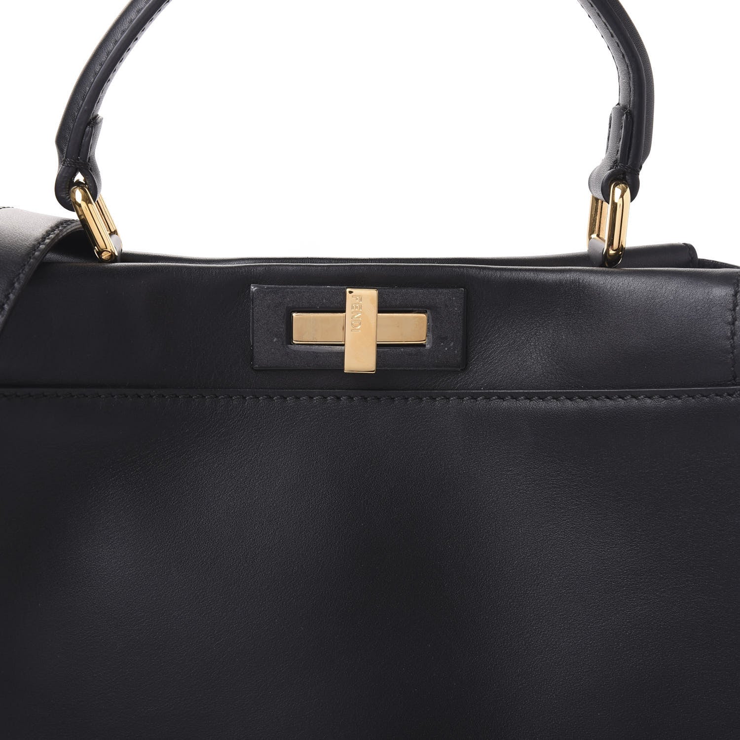 Fendi Vitello Seta Shiny Nappa Medium Peekaboo Iconic Satchel Black 8 of 8