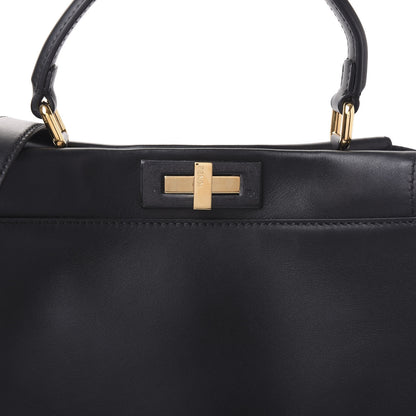 Fendi Vitello Seta Shiny Nappa Medium Peekaboo Iconic Satchel Black 8 of 8