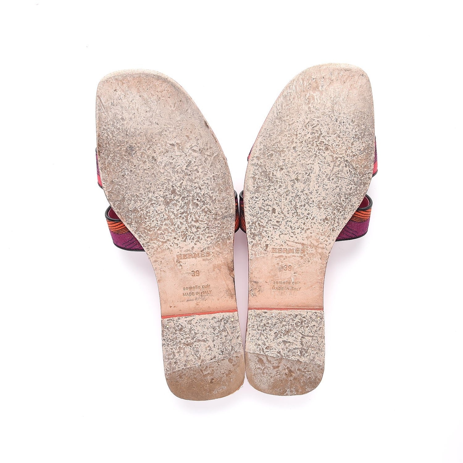 Hermes Cotton Canvas Iris Print Oran Sandals 39 Sorbet Black 7 of 16