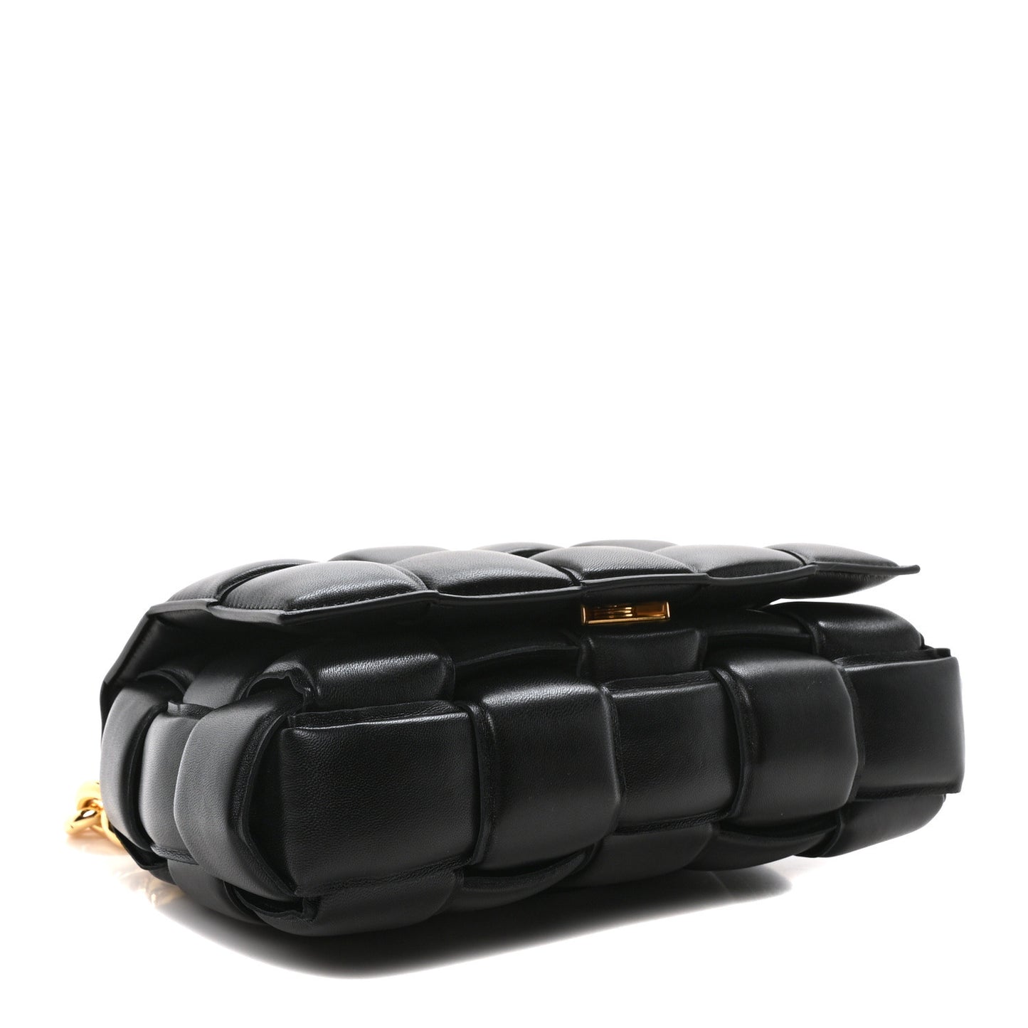 Lambskin Maxi Intreccio Padded Chain Cassette Crossbody Bag Black