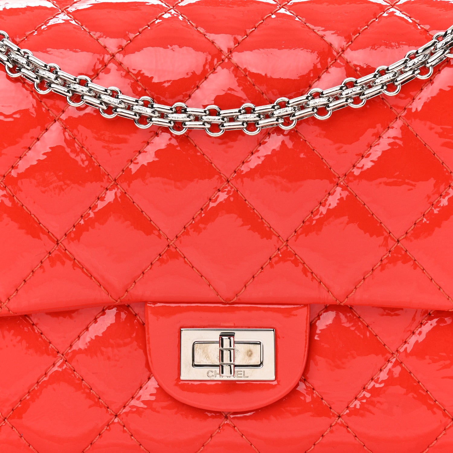 Chanel Distressed Patent Quilted 2.55 Reissue 226 Flap Red 7 of 15