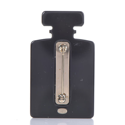 Chanel Resin Strass Perfume Bottle CC Brooch Black Gold 3 of 5