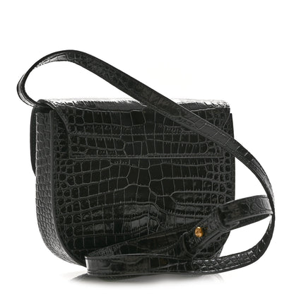Saint Laurent Crocodile Embossed Calfskin Small Kaia Satchel Black 3 of 9