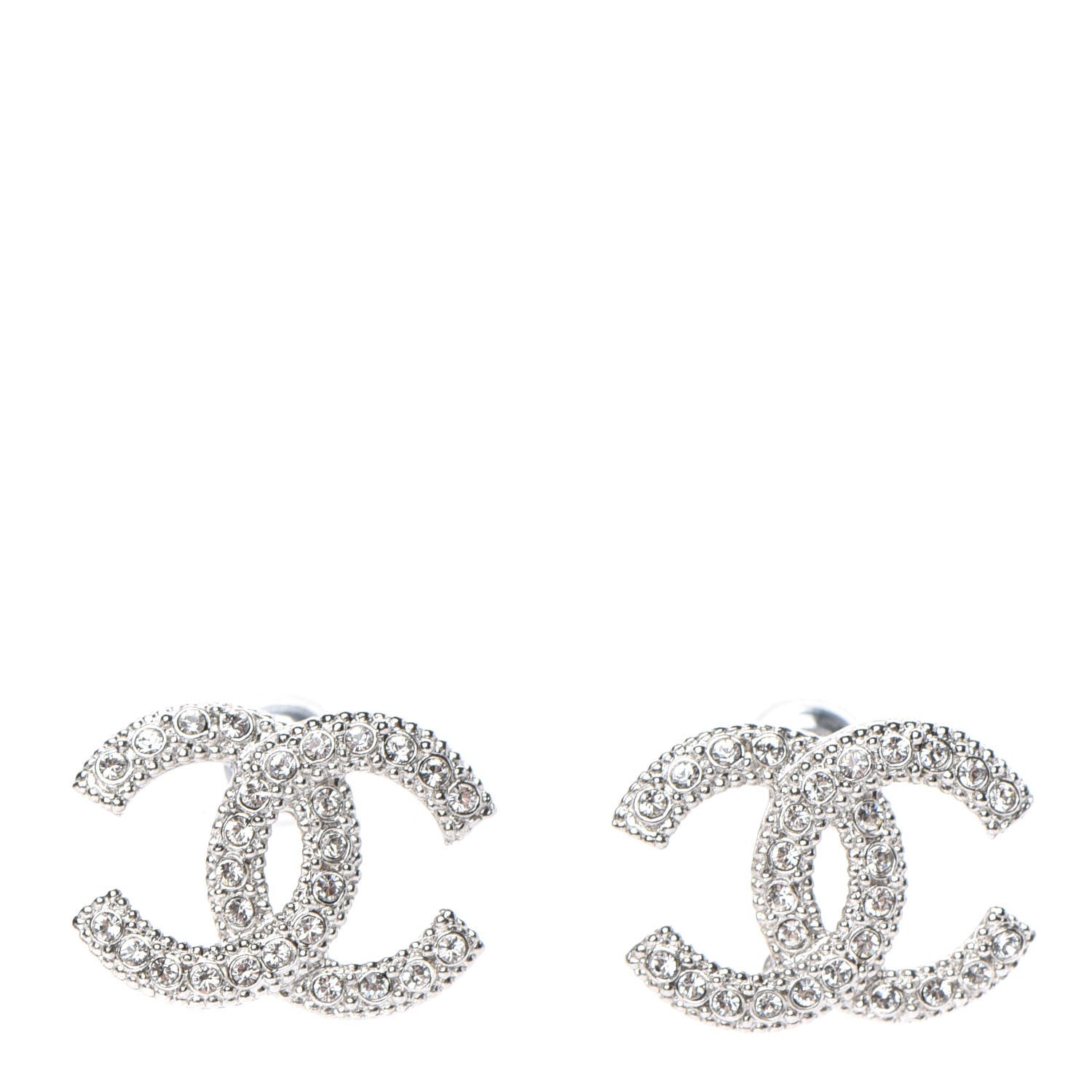 Chanel Crystal CC Earrings Silver 1 of 4