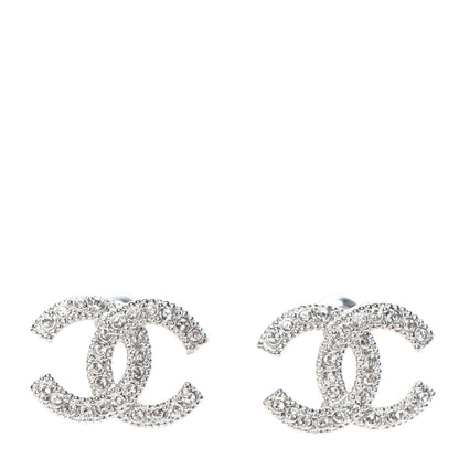 Chanel Crystal CC Earrings Silver 1 of 4
