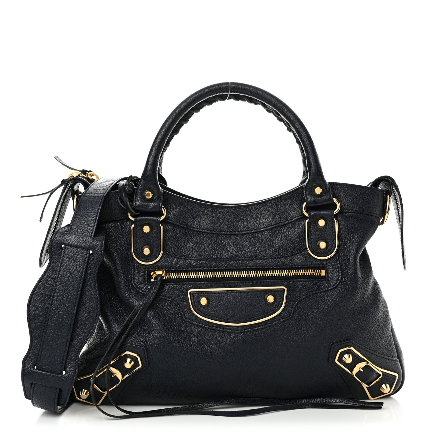 Chevre Gold Metallic Edge Hardware Town Bleu Nuit Dark Sea