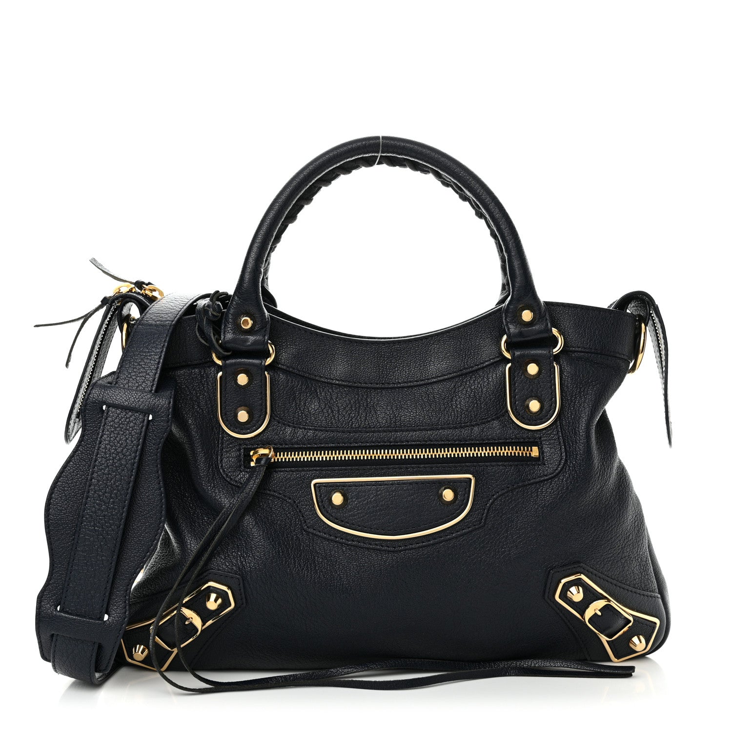 Balenciaga Chevre Gold Metallic Edge Hardware Town Bleu Nuit Dark Sea 1 of 14