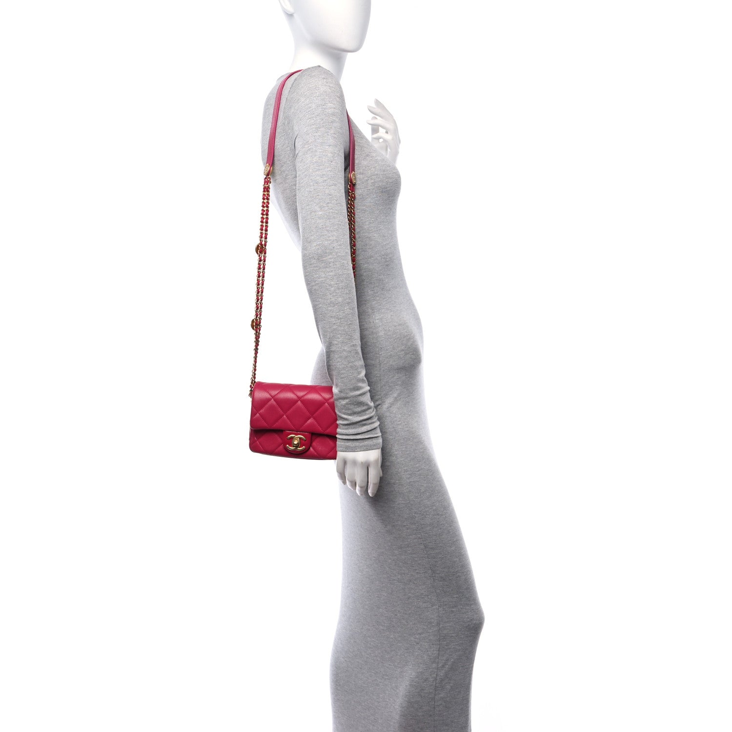 Chanel Caviar Quilted Mini Twist Your Buttons Flap Fuchsia 2 of 11