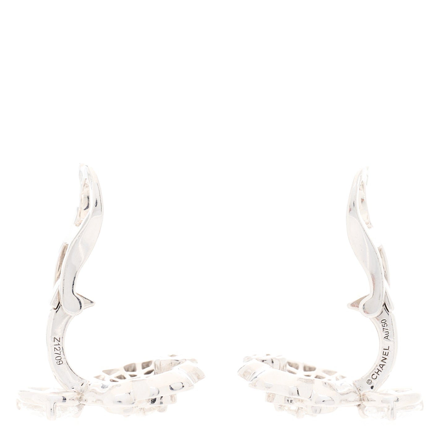 18K White Gold Diamond Camelia Precieux Clip-On Earrings