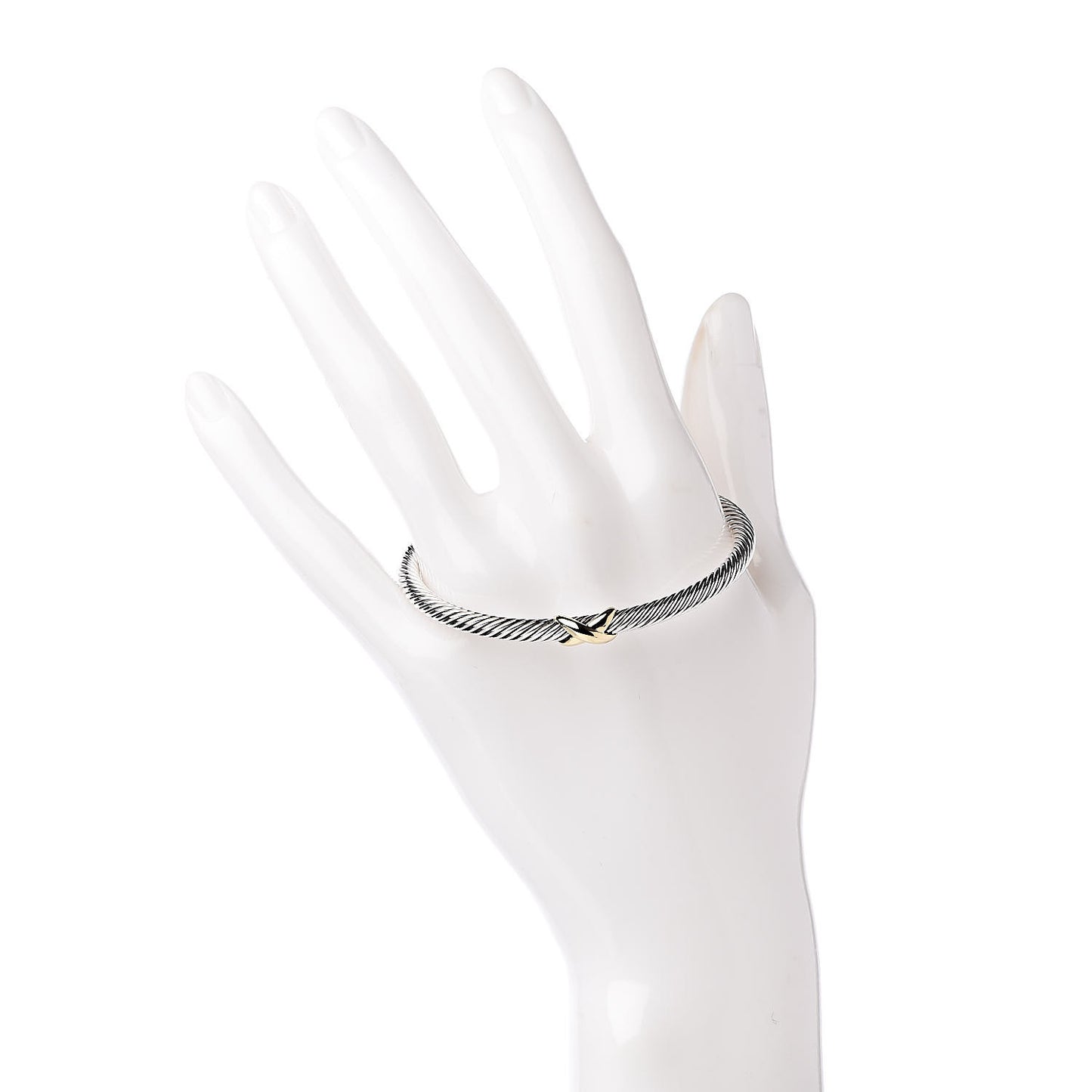 Sterling Silver 18K Yellow Gold 4mm X Station Cable Bracelet