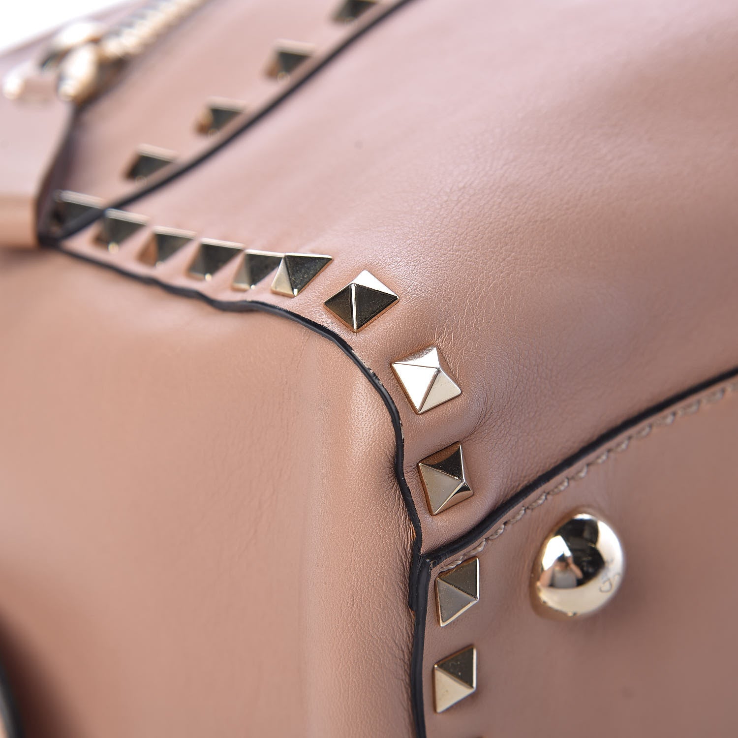 Valentino Garavani Calfskin Rockstud Top Handle Satchel Soft Noisette 9 of 14