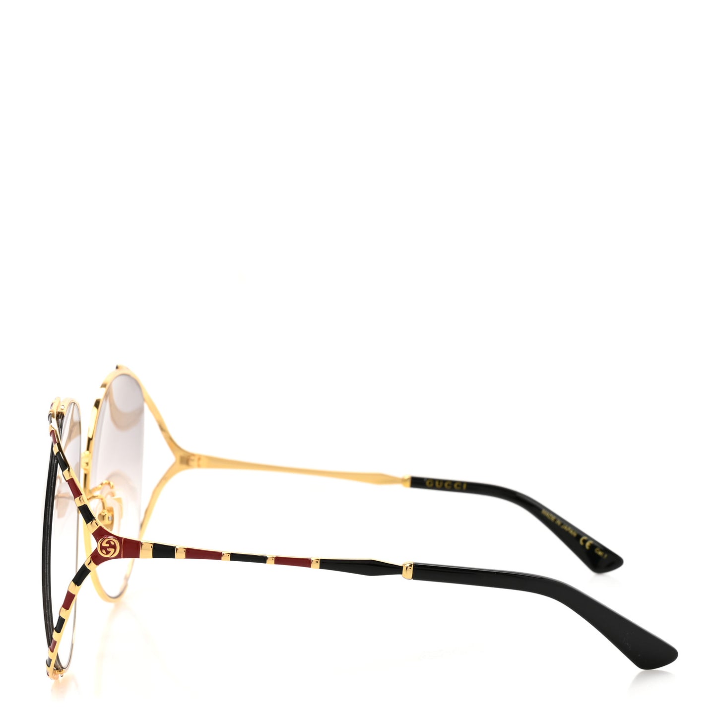 Metal Round Frame GG0595S Sunglasses Gold Black Red