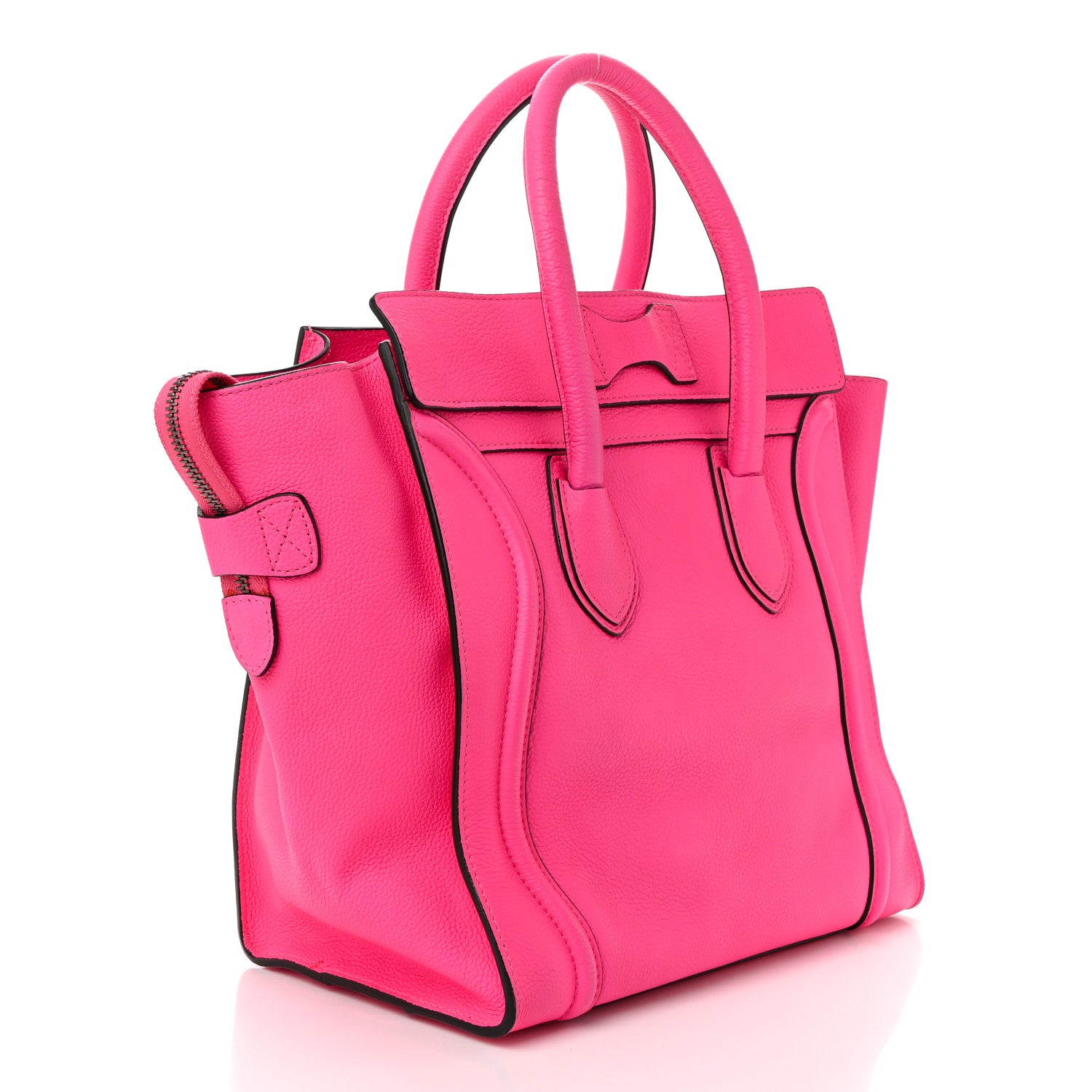 Celine Drummed Calfskin Mini Luggage Fluo Pink 3 of 11