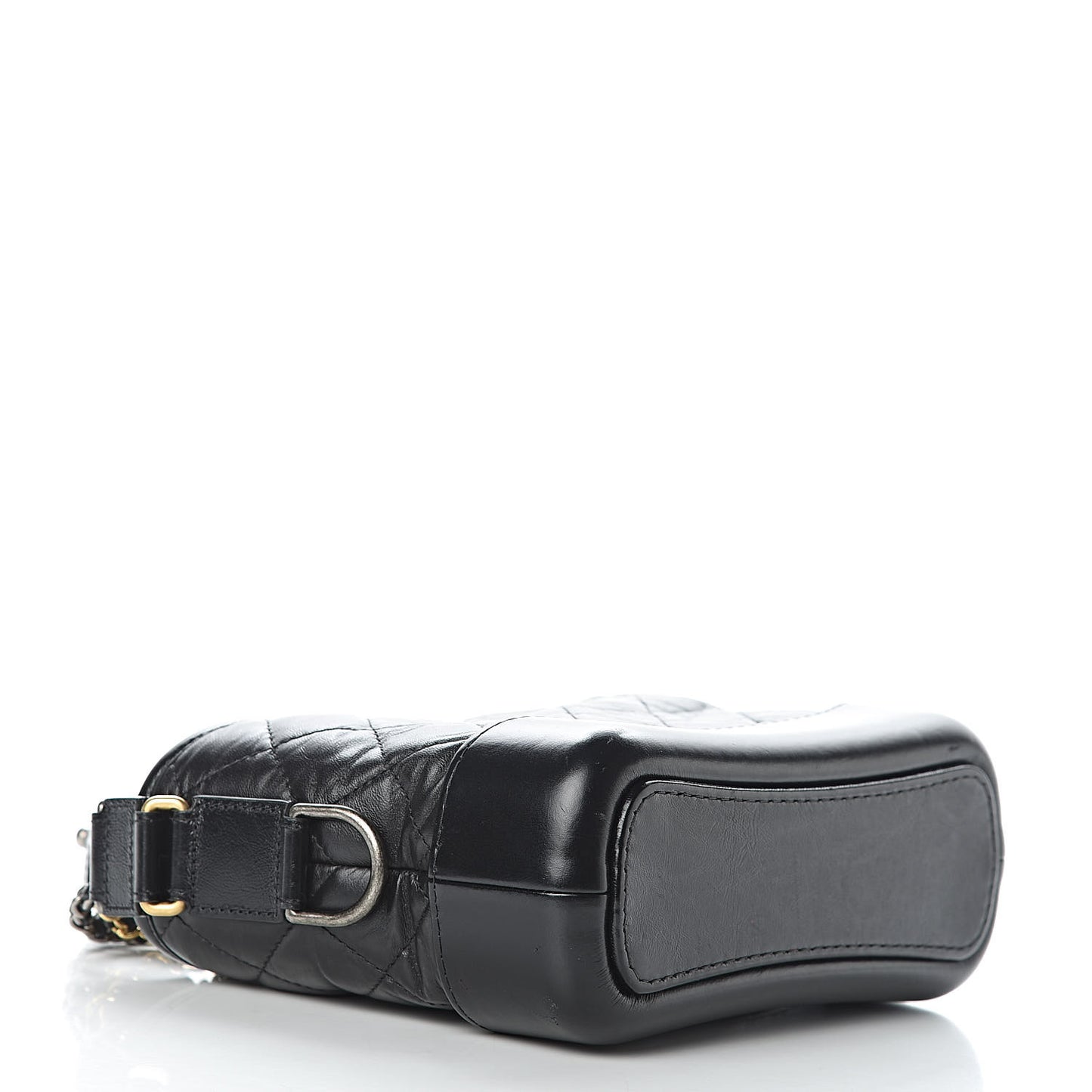 Aged Calfskin Quilted Small Gabrielle Hobo Black
