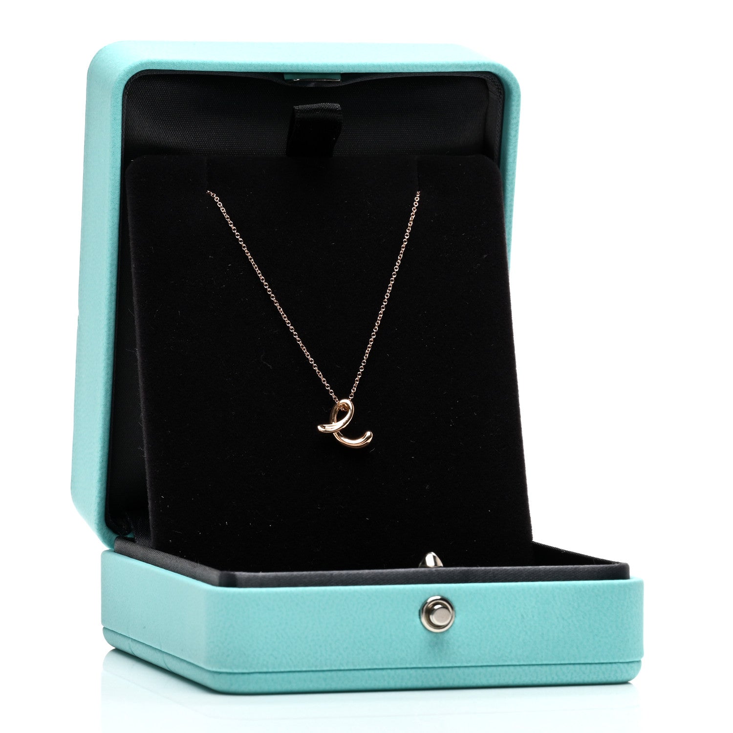 Tiffany 18K Rose Gold Elsa Peretti Letter E Pendant Necklace 5 of 5