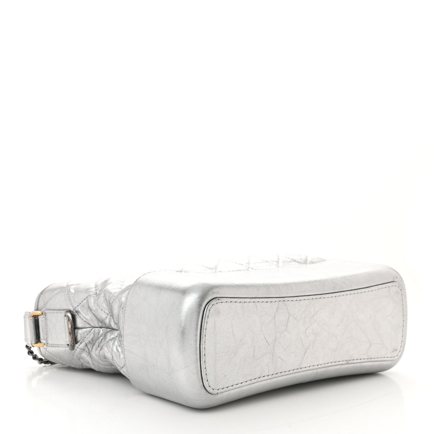 Metallic Aged Calfskin Quilted Medium Gabrielle Hobo Silver