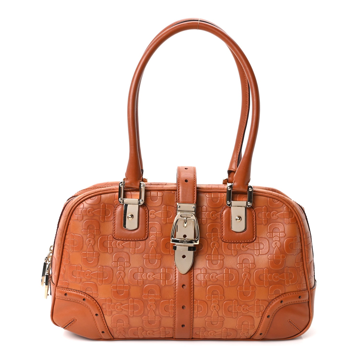 Gucci Calfskin Horsebit Glam Boston Tote Orange 1 of 10