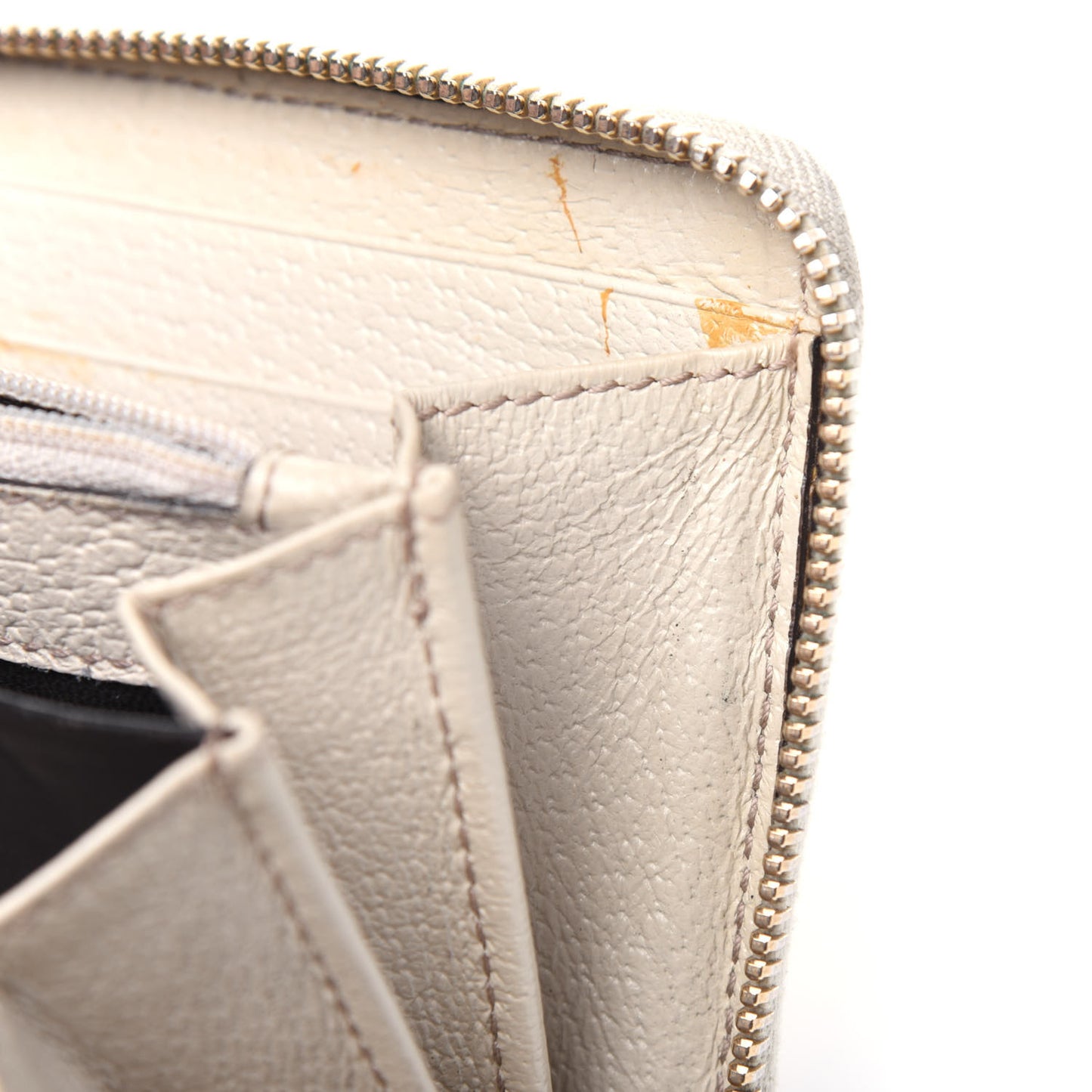Monogram Metal Bar Zip Around Wallet Beige Ebony Off White