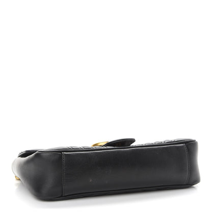 Gucci Calfskin Matelasse Small GG Marmont Shoulder Bag Black 4 of 9