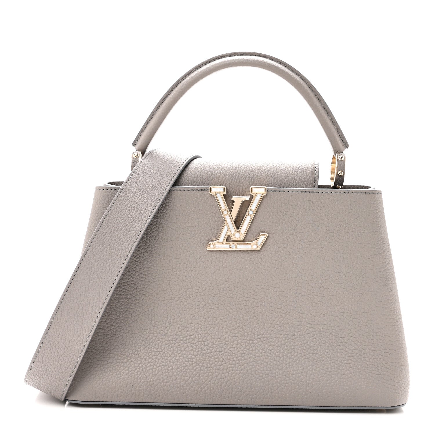 Louis Vuitton Taurillon Moonstone Capucines MM  Galet 1 of 10
