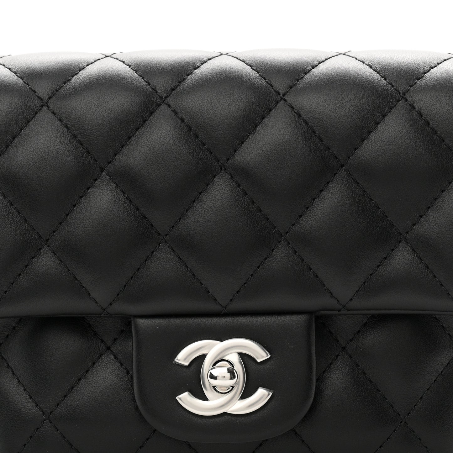 Calfskin Quilted CC Uniform Flap Belt Bag Black