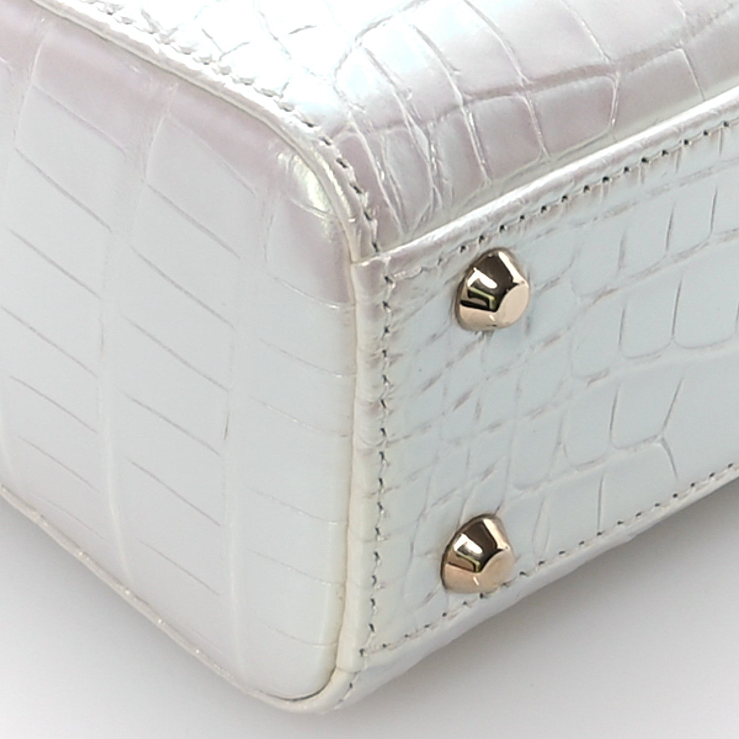 Christian Dior Metallic Alligator Mini Lady Dior White 9 of 11