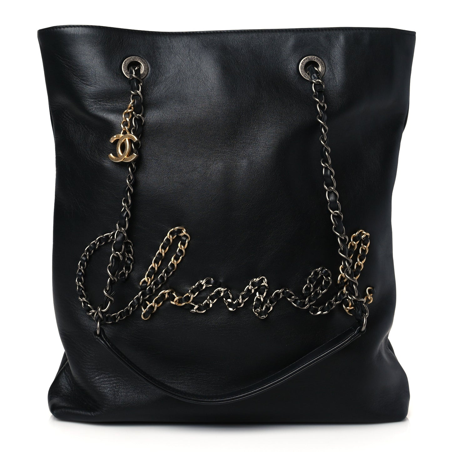 Calfskin Chain 20s Signature Tote Black
