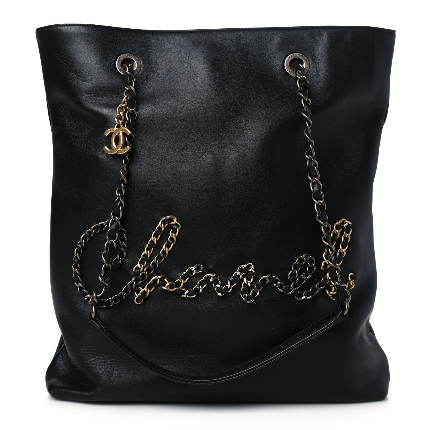 Chanel Calfskin Chain 20s Signature Tote Black 1 of 10