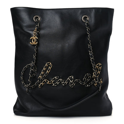 Chanel Calfskin Chain 20s Signature Tote Black 1 of 10