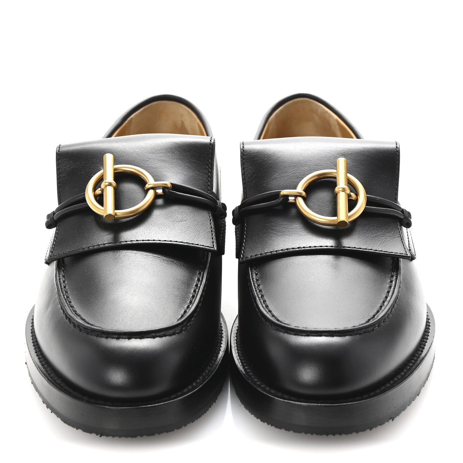 Hermes Calfskin Womens Impact Loafers 37.5 Black 3 of 10
