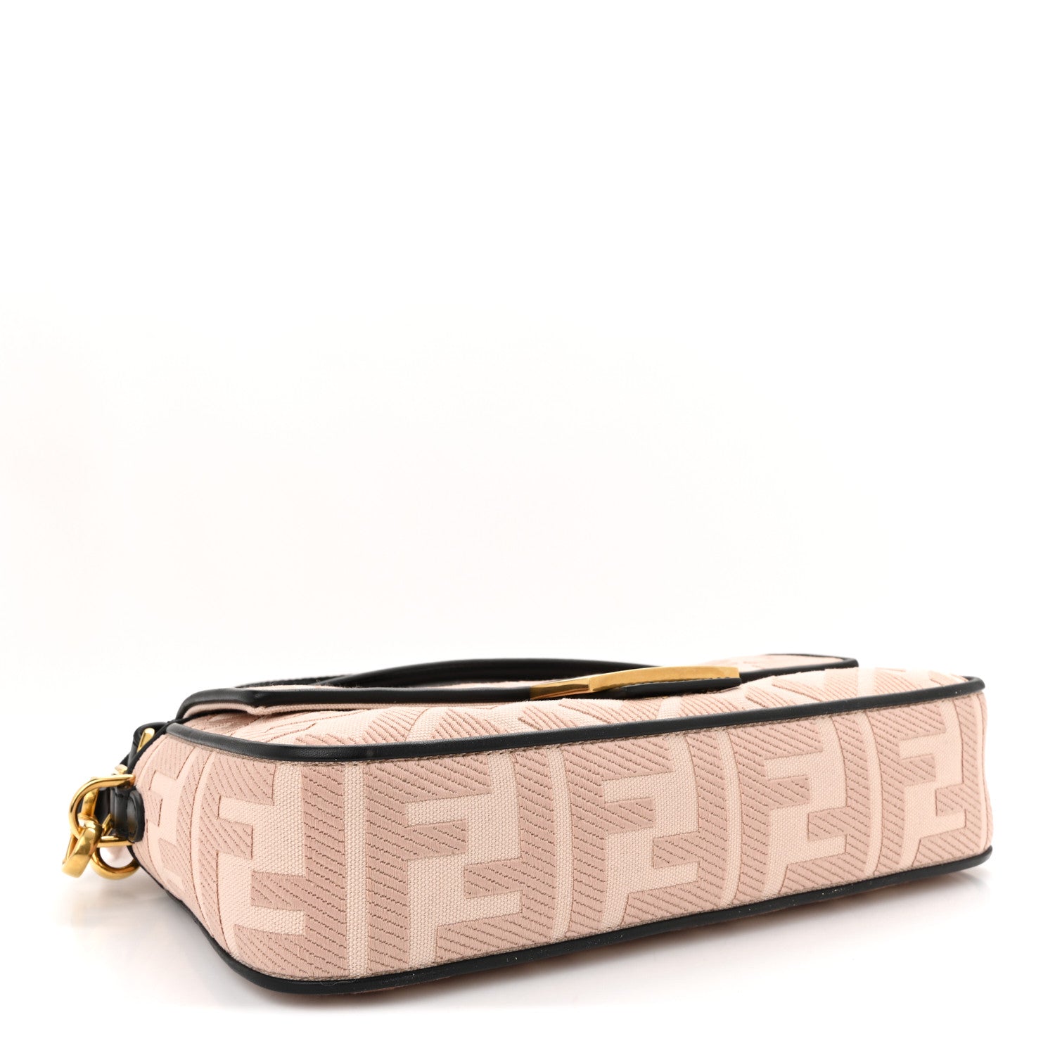 Fendi Canvas Vitello King FF Embroidered Baguette Rosa Quarzo Black 4 of 10