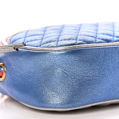 Gucci Laminated Nappa Trapuntata Mini Zumi Dome Shoulder Bag Rosso Marine Argento 10 of 13
