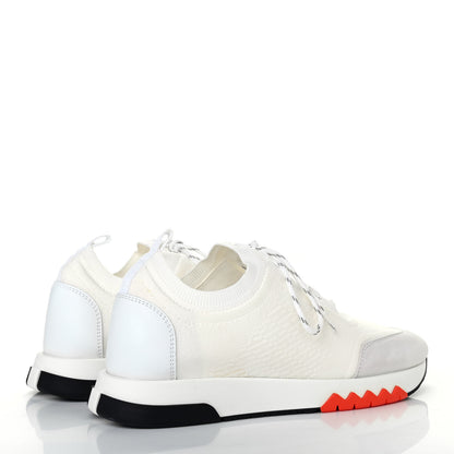 Hermes Perforated Calfskin Goatskin Bi-Color Womens C-Addict Sneakers 38 White Multicolor 3 of 4